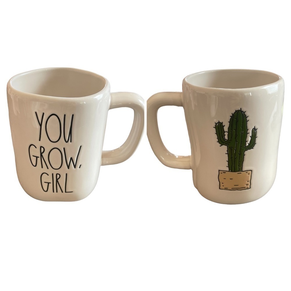 Rae Dunn Double Sided Mug You Grow Girl with Cactus